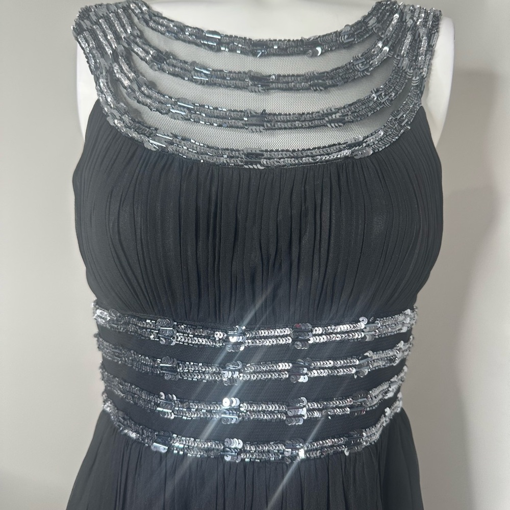 ADRIANNA PAPELL BLACK SEQUIN DRESS-4 PRELOVED - Picture 6 of 17